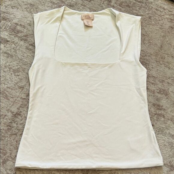 Camila Coelho Ivory double lined square neck top size small - Picture 6 of 7
